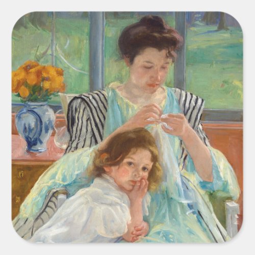 Mary Cassatt _ Young Mother Sewing Square Sticker