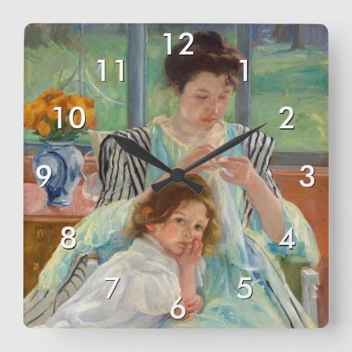 Mary Cassatt _ Young Mother Sewing Square Wall Clock