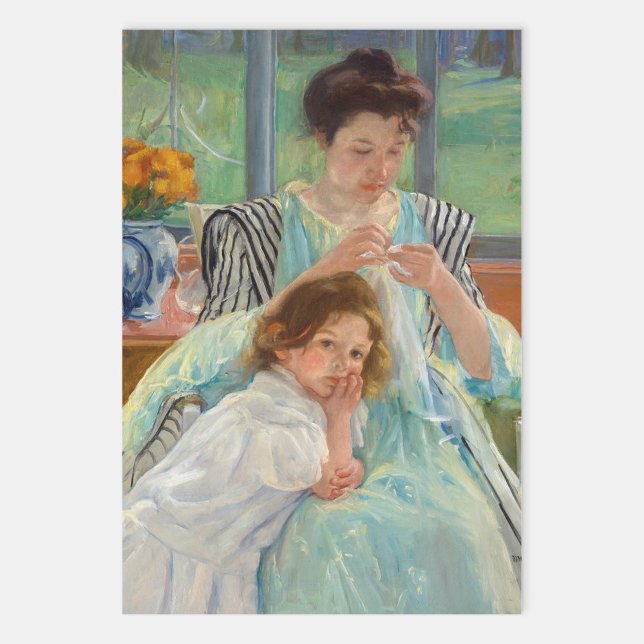 Mary Cassatt - Young Mother Sewing Wrapping Paper Sheets (Creator Uploaded)