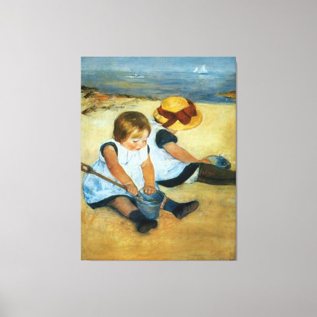 Mary Cassatt's Children on the Beach  (1884) Canvas Print (Front)