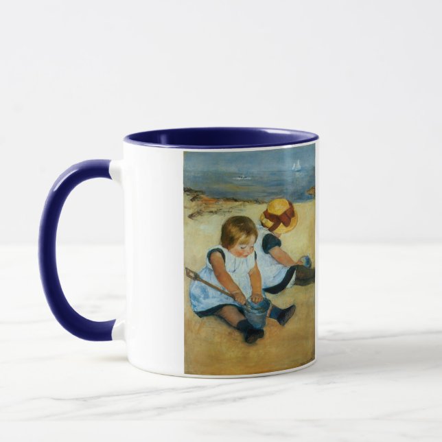 Mary Cassatt's Children on the Beach  (1884) Mug (Left)