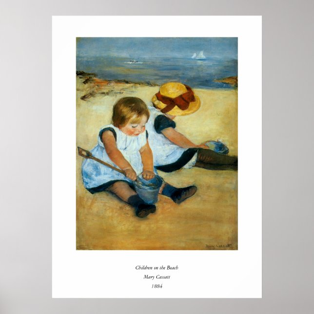 Mary Cassatt's Children on the Beach  (1884) Poster (Front)