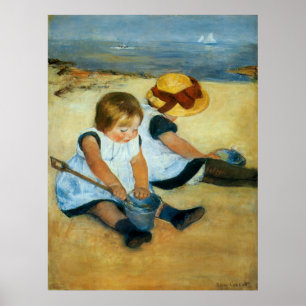 Mary Cassatt's Children on the Beach (1884) Poster