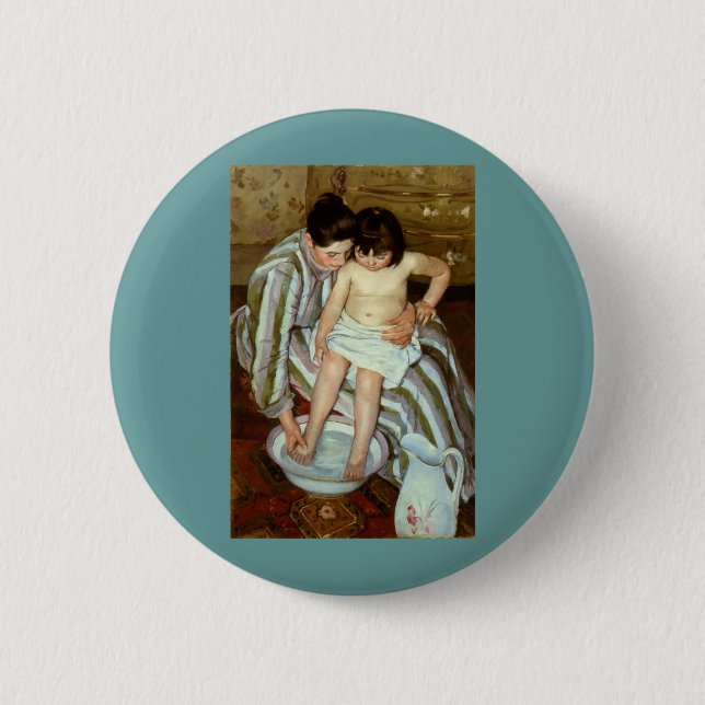 Mary Cassatt's The Child's Bath (circa 1892) Pinback Button (Front)