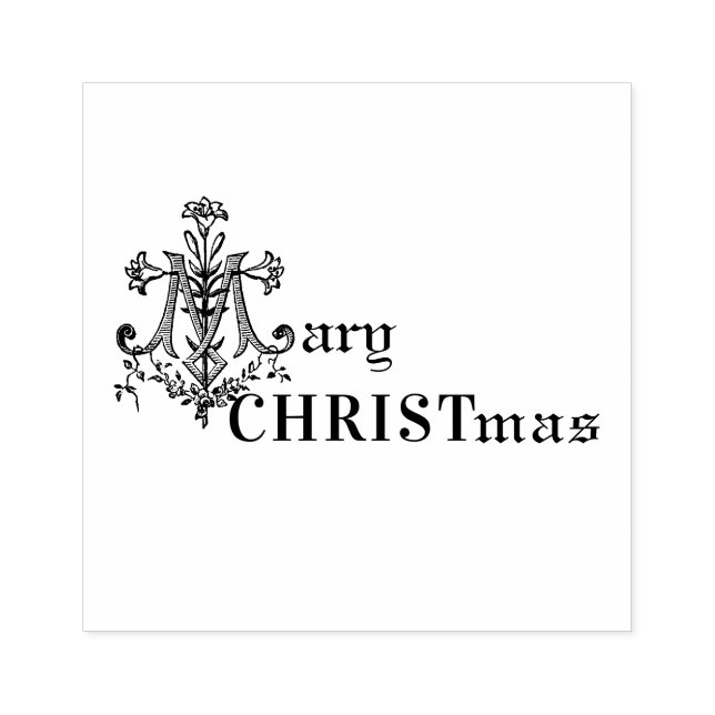MARY CHRISTMAS Marian Cross Religious Catholic Rubber Stamp (Imprint)