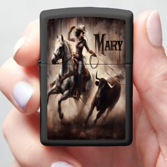 Mary Cowgirl's Rodeo Challenge Zippo Lighter (In Hand)