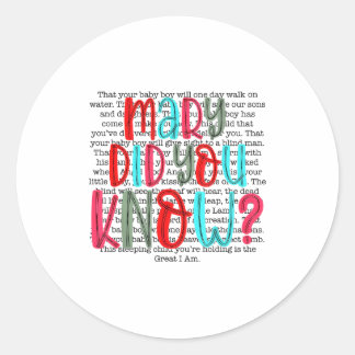 Mary Did You Know Christian Christmas Tygraphy Classic Round Sticker