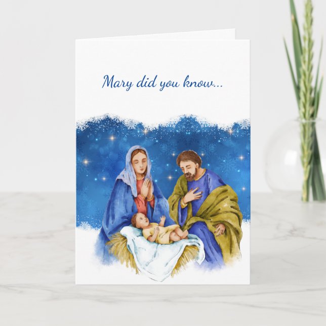 Mary Did You Know Song Lyric Jesus Birth Nativity Holiday Card (Front)
