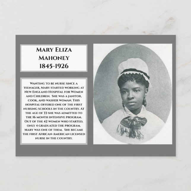 Mary Eliza Mahoney 1st Black Registered Nurse Postcard (Front)