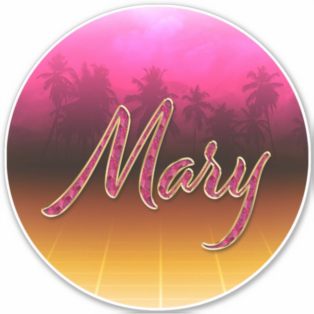 Mary First Name golden pink sticker sticker (Front)