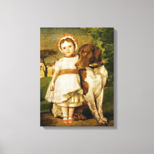 Mary Fox With Her Spanish Pointer Dog (G.F. Watts) Canvas Print