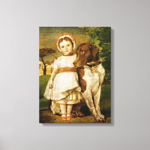 Mary Fox With Her Spanish Pointer Dog GF Watts Canvas Print