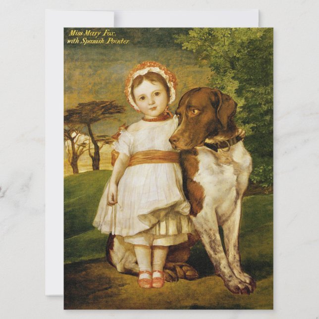 Mary Fox With Her Spanish Pointer Dog (G.F. Watts) Card (Front)