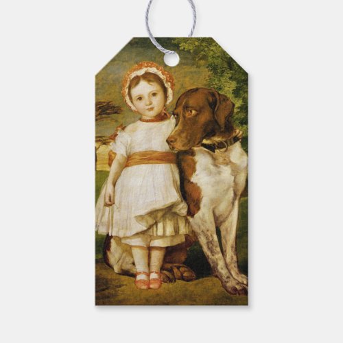 Mary Fox With Her Spanish Pointer Dog GF Watts Gift Tags