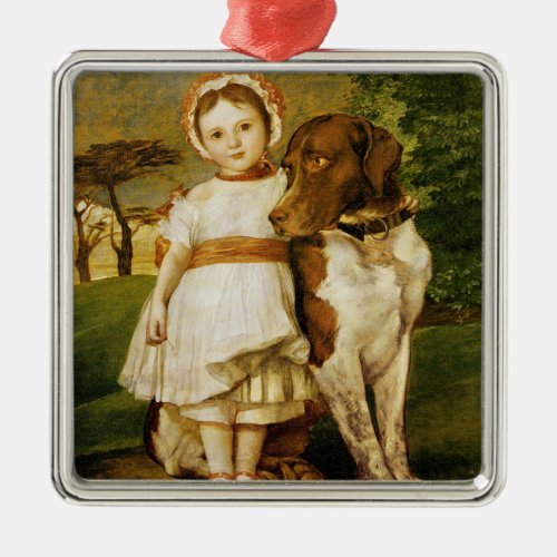 Mary Fox With Her Spanish Pointer Dog GF Watts Metal Ornament