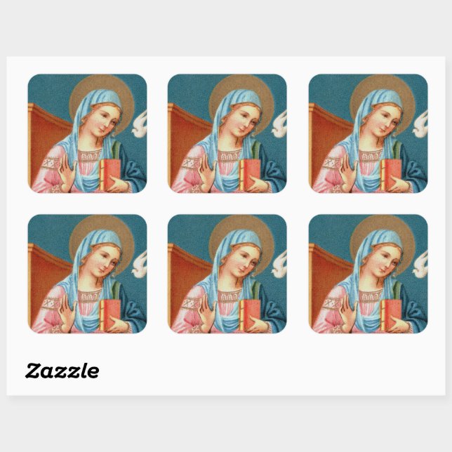 Mary, from F. Lippi’s Annunciation (Detail; M 038) Square Sticker (Sheet)