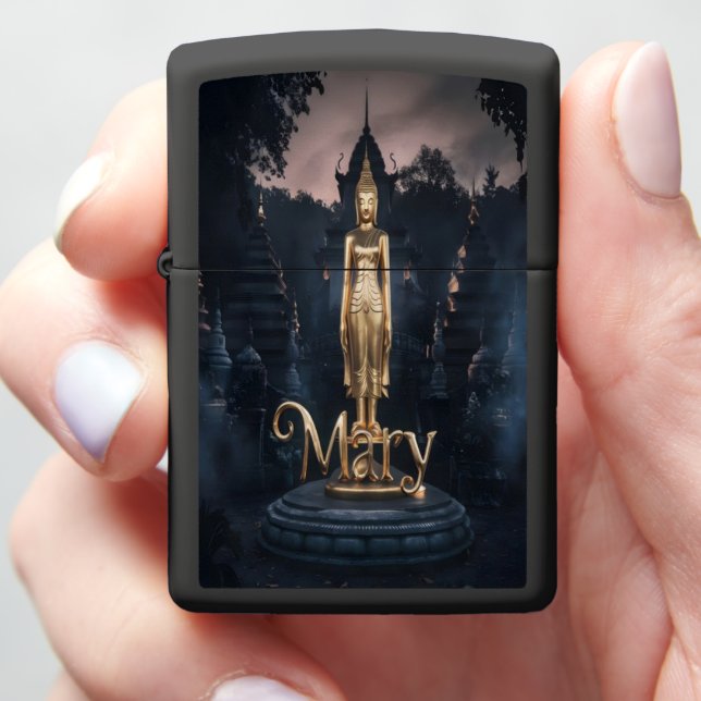 Mary Golden Buddha At Twilight Zippo Lighter (In Hand)