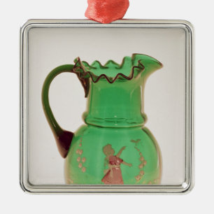 Mary Gregory green jug with fired enamel Metal Ornament