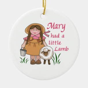 MARY HAD A LITTLE LAMB CERAMIC ORNAMENT