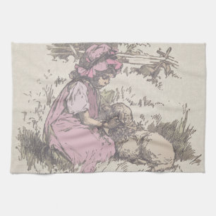 Mary Had a Little Lamb Nursery Rhyme Kitchen Towel