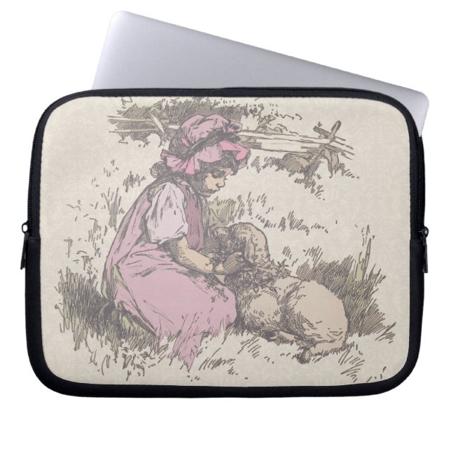 Mary Had a Little Lamb Nursery Rhyme Laptop Sleeve (Front)