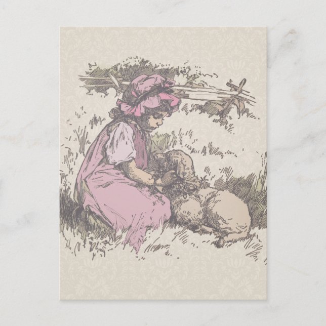 Mary Had a Little Lamb Nursery Rhyme Postcard (Front)