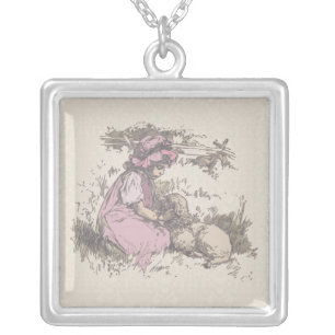 Mary Had a Little Lamb Nursery Rhyme Silver Plated Necklace