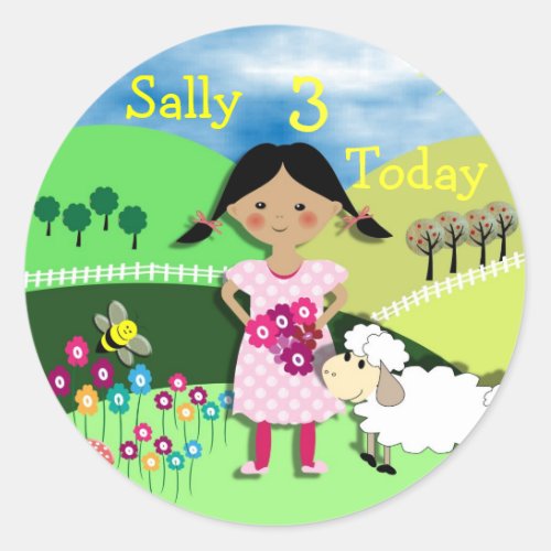 Mary Had A Little Lamb Nursery Rhyme Theme Classic Round Sticker