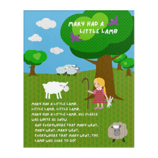 Mary Had a Little Lamb Nursery Rhyme Wall Art