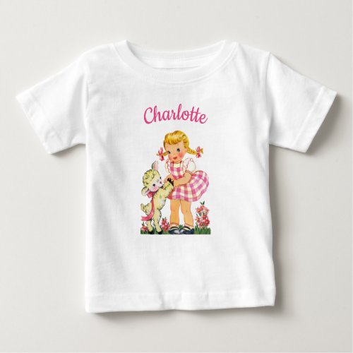 Mary Had a Little Lamb personalized name girl  Baby T_Shirt
