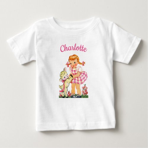 Mary Had a Little Lamb personalized name girl Baby T_Shirt