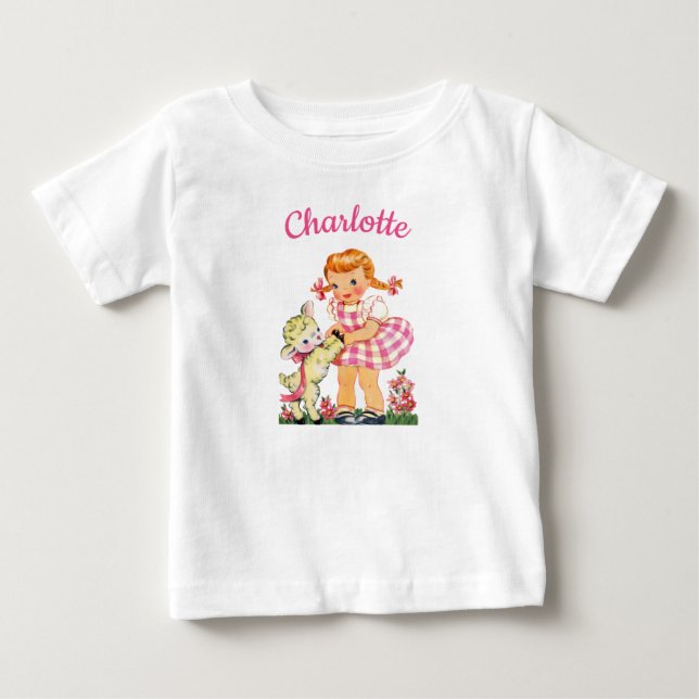 Mary Had a Little Lamb personalized name girl Baby T-Shirt (Front)