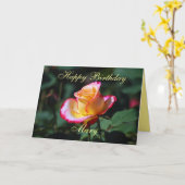 Mary Happy Birthday Red, Yellow and White Rose Card (Yellow Flower)