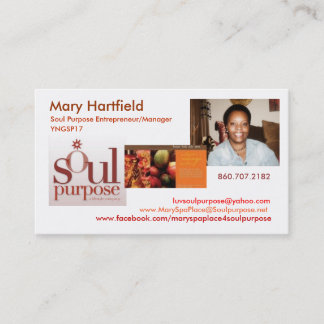 Mary Hartfield Soul Purpose Business Card