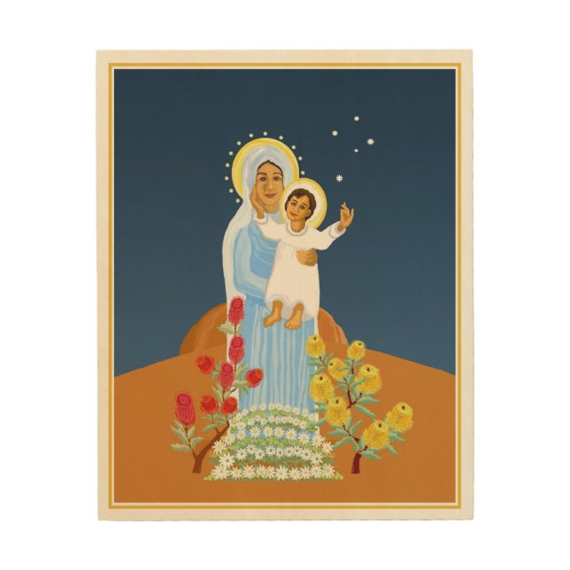 Mary Help of Christians card Magnet Wood Wall Art (Front)