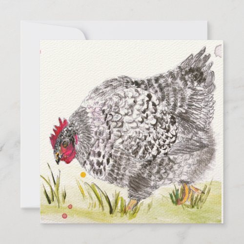 Mary Hen Speckled Hen chicken greeting card