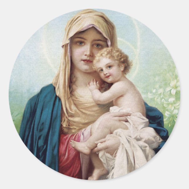 Mary holding Jesus Classic Round Sticker (Front)