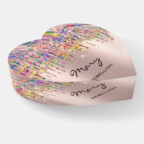 Mary Holograph  Rainbow Rose Name Meaning HEART Paperweight