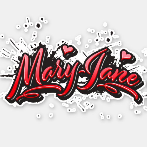 Mary_Jane red Heart Graffiti Sticker