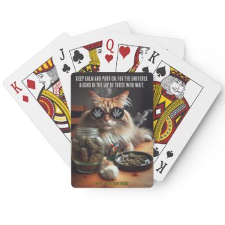 Mary Jane's Feline Friend Happy 420 Weed Day! Playing Cards
