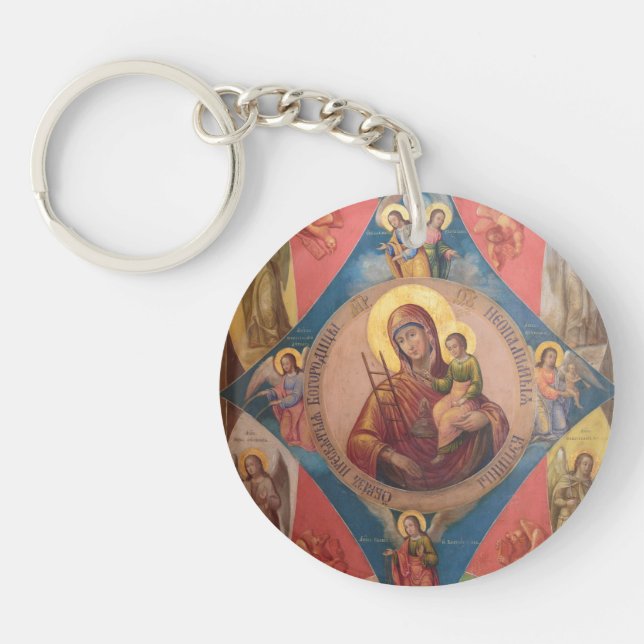 Mary, Jesus, And Angels Keychain (Front)