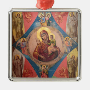 Mary, Jesus, And Angels Metal Ornament