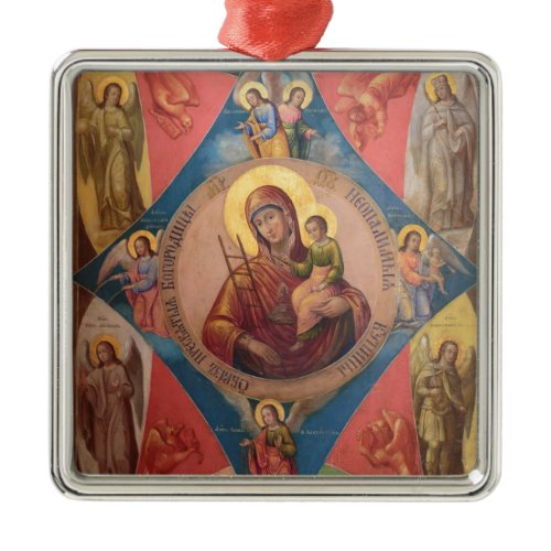 Mary, Jesus, And Angels Metal Ornament