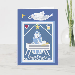 Mary, Jesus and Christmas angel Card
