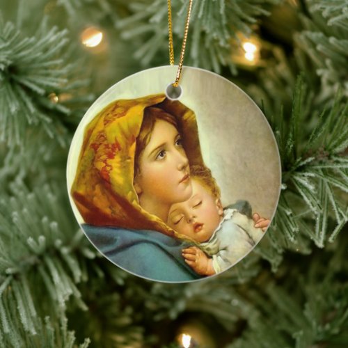 Mary  Jesus Catholic Church Religious Christmas Ceramic Ornament