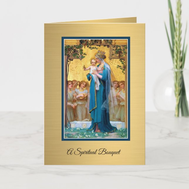 Mary & Jesus Catholic Spiritual Bouquet Prayer Card (Front)