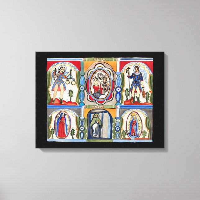 Mary Jesus Christ Religious folk art Painting  Canvas Print (Front)