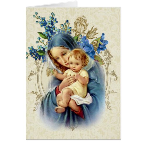 Mary  Jesus Funeral Sympathy Holy Card Thank You