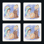 Mary Joseph and Baby Jesus  Coaster Set<br><div class="desc">Mary Joseph and Baby Jesus Coaster Set Keep your tabletops perfectly clean with our stunning acrylic coaster set. Our set comes in either a modern square shape or a versatile round one. Each set includes 4 individual coasters in a sturdy coaster holder. Add up to 4 separate custom designs on...</div>