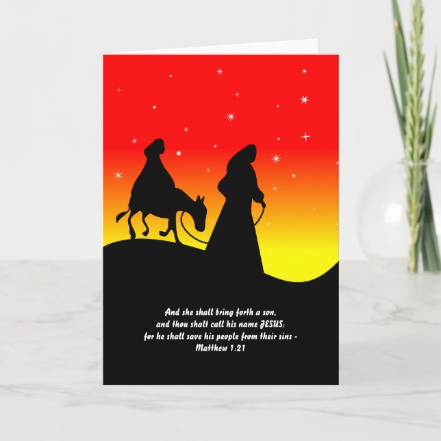 Mary & Joseph, Bible Scripture Verse Holiday Card (Front)